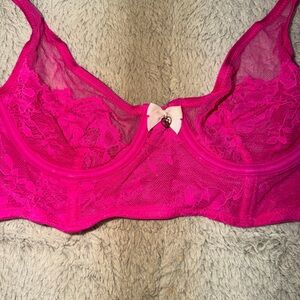 Pink Lace Underwire Bra